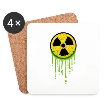 Avertissement de symbole radioactif nucléaire Green Glibber - Dessous de verre (lot de 4) - blanc - Devant