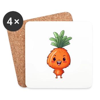 Kawaii Carrot: Cute Vegetable Friend - Coasters (set of 4) - white - Front
