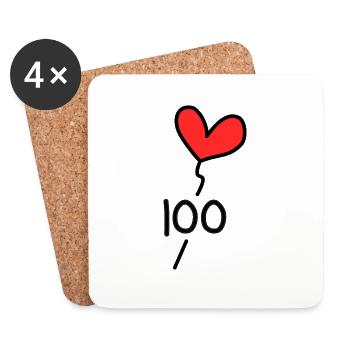 100. 100 YEARS. 100th ANNIVERSARY. 100 BIRTHDAY - Coasters (set of 4) - white - Front