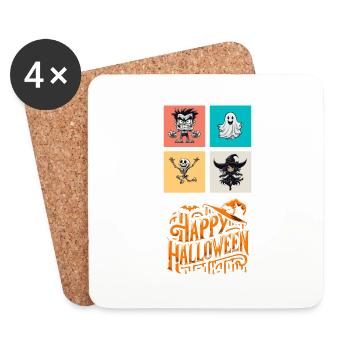 Danse des damnés : un ensemble coloré d’Halloween - Dessous de verre (lot de 4) - blanc - Devant