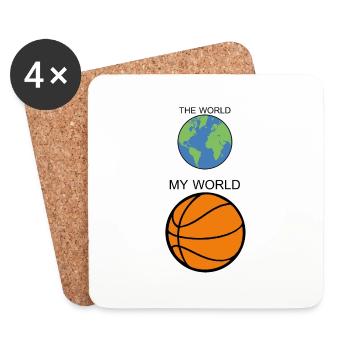 the world my basket basketball humour sport 2410 Z - Dessous de verre (lot de 4) - blanc - Devant
