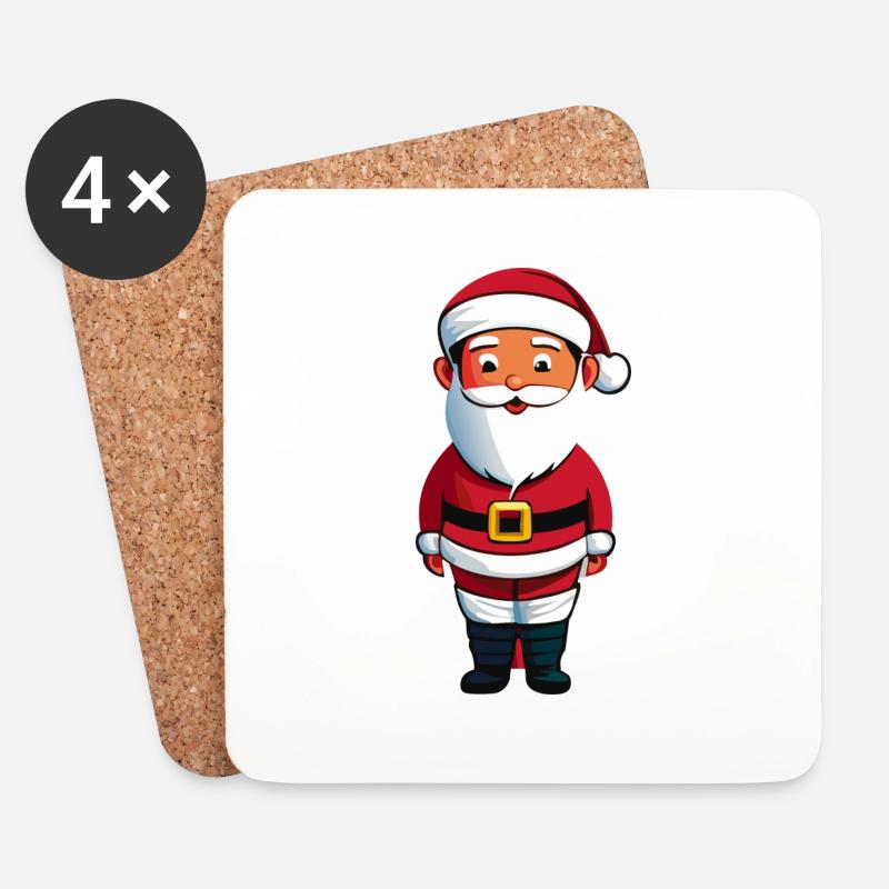 Weihnachtsmann / Weihnachten - Untersetzer (4er-Set) - Weiß