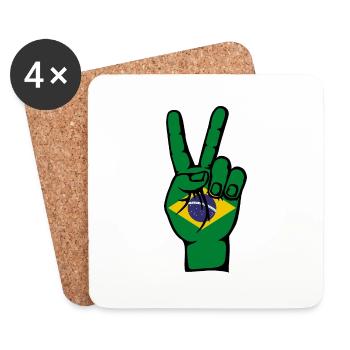 Brasilien Flagge Frieden Victory Symbol - Untersetzer (4er-Set) - Weiß - Vorne