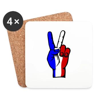 Frankreich Flagge Frieden Victory Symbol - Untersetzer (4er-Set) - Weiß - Vorne