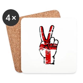 England Flag Peace Victory Symbol used - Coasters (set of 4) - white - Front