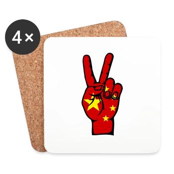 China Flag Peace Victory Symbol - Coasters (set of 4) - white - Front