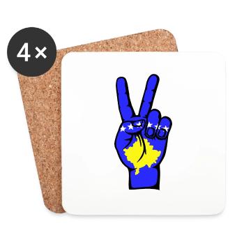 Kosovo Flagge Frieden Victory Symbol - Untersetzer (4er-Set) - Weiß - Vorne