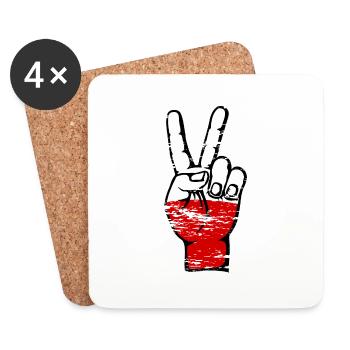 Symbole de victoire de la paix du drapeau de la Pologne utilisé - Dessous de verre (lot de 4) - blanc - Devant