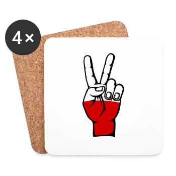 Drapeau de la Pologne Symbole de la victoire de la paix - Dessous de verre (lot de 4) - blanc - Devant