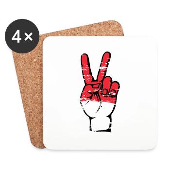 Indonesia Flag Peace Victory Symbol Used - Coasters (set of 4) - white - Front