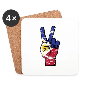 Philippines Flag Peace Victory Symbol used - Coasters (set of 4) - white - Front