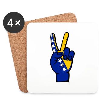 Bosnien Flagge Frieden Victory Symbol - Untersetzer (4er-Set) - Weiß - Vorne