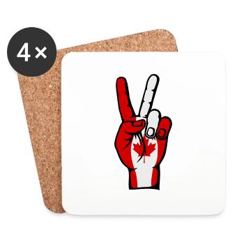 Canada Flag Peace Victory Symbol - Coasters (set of 4) - white - Front