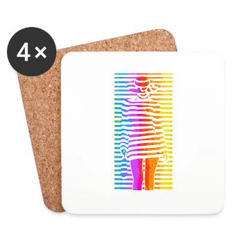 Beautiful female paint fashion colorful woman art - Coasters (set of 4) - white - Front