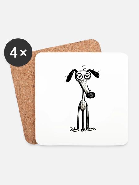 Hund - Untersetzer (4er-Set) - Weiß