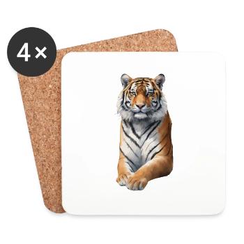 Tiger - Untersetzer (4er-Set) - Weiß - Vorne