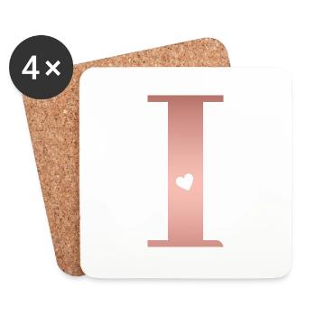 letter I rose gold - Coasters (set of 4) - white - Front