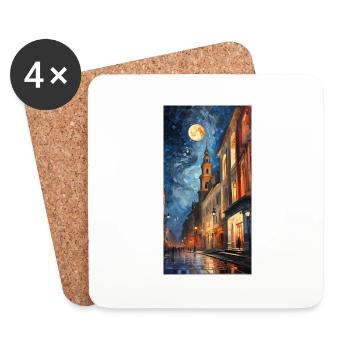 Moonlit night in the city - Coasters (set of 4) - white - Front