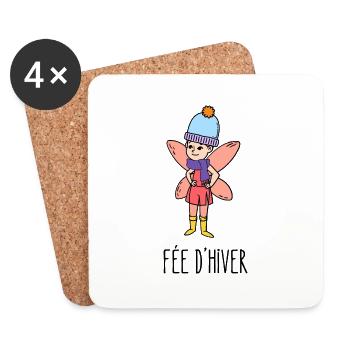 fée d'hiver - Dessous de verre (lot de 4) - blanc - Devant