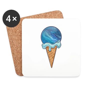 Planète de glace Neptune - Dessous de verre (lot de 4) - blanc - Devant