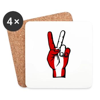 Peru Flag Peace Victory Symbol - Coasters (set of 4) - white - Front