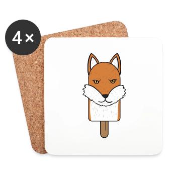 Fox Head Popsicle - Coasters (set of 4) - white - Front