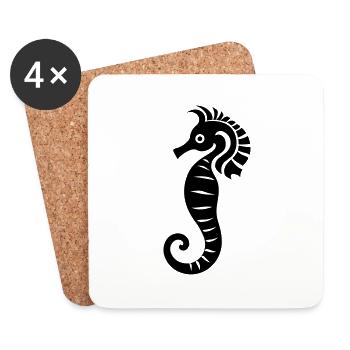Hippocampe - Dessous de verre (lot de 4) - blanc - Devant