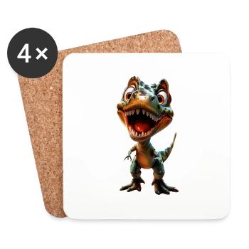 T-Rex Dino #lovely toons - Dessous de verre (lot de 4) - blanc - Devant