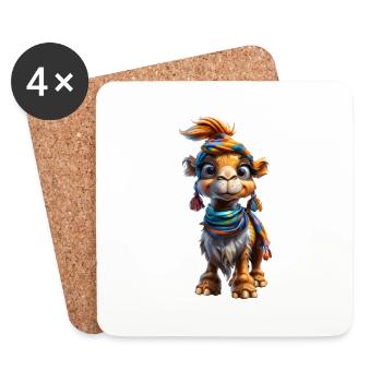 Cool Camel #lovely toons - Untersetzer (4er-Set) - Weiß - Vorne