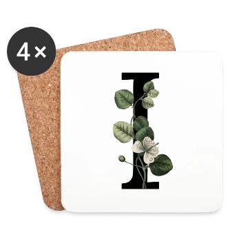 Buchstabe I Grüne Botanik - Untersetzer (4er-Set) - Weiß - Vorne