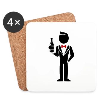Groom Wedding Bachelor Party - Coasters (set of 4) - white - Front