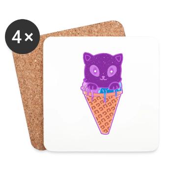 Crème glacée pour chat Crème glacée - Dessous de verre (lot de 4) - blanc - Devant