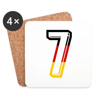 Nummer 7 Deutschland Trikot Zahl 7 Jahre - Untersetzer (4er-Set) - Weiß - Vorne