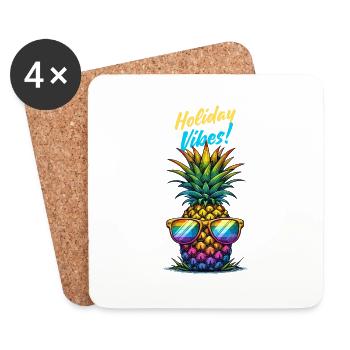 Pineapple Holiday Vibes Holiday Sunglasses Summer - Coasters (set of 4) - white - Front