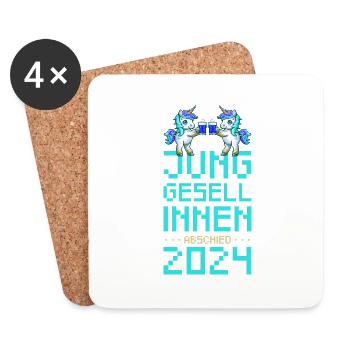 Einhorn Junggesellinnenabschied 2024 Party - Untersetzer (4er-Set) - Weiß - Vorne