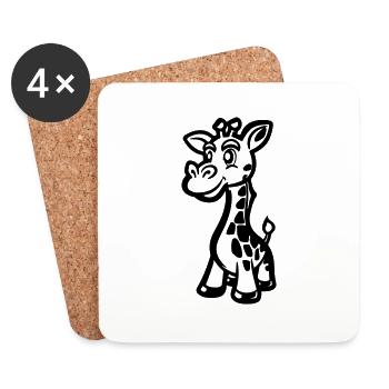 Giraffe Animal - Coasters (set of 4) - white - Front