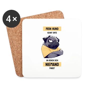 Mein Hund kennt Orte - Für alle Hundefans - Untersetzer (4er-Set) - Weiß - Vorne