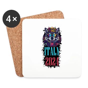 Italy 2024 Holiday Wolf - Coasters (set of 4) - white - Front