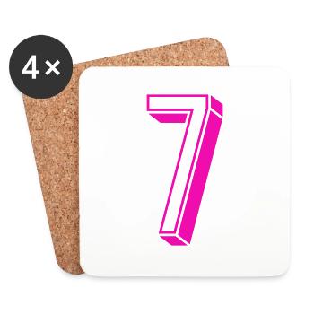 Zahl sieben - Nummer 7 pink Mädchen Trikotnummer - Untersetzer (4er-Set) - Weiß - Vorne
