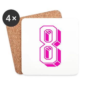 Zahl acht - Nummer 8 pink Mädchen Trikotnummer - Untersetzer (4er-Set) - Weiß - Vorne