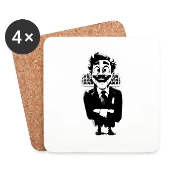 Homme Gaufrier Costume Bureau Hôtesse de l’air Recette de gaufre - Dessous de verre (lot de 4) - blanc - Devant