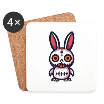 Lapin Halloween Bande dessinée Drôle - Dessous de verre (lot de 4) - blanc - Devant
