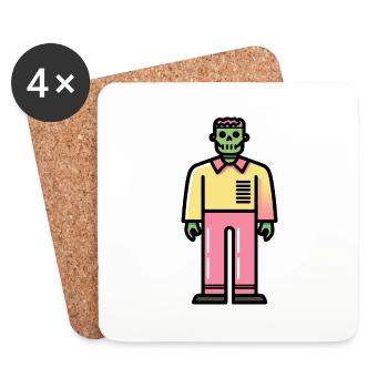 Zombie Halloween Coloré - Dessous de verre (lot de 4) - blanc - Devant