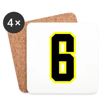6 Zahl Trikot - Untersetzer (4er-Set) - Weiß - Vorne