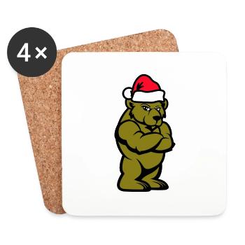 Bear Comic Christmas - Coasters (set of 4) - white - Front
