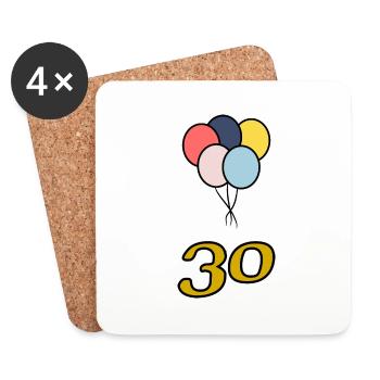 30. 30 ANS. 30e ANNIVERSAIRE. ANNIVERSAIRE 30 ANS. - Dessous de verre (lot de 4) - blanc - Devant