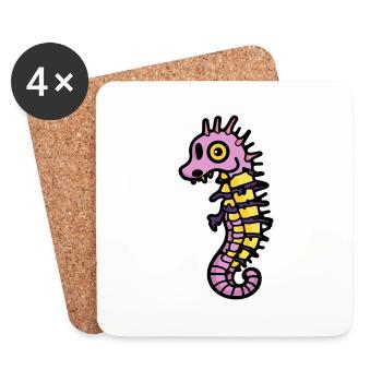 Seahorse Halloween Animal - Coasters (set of 4) - white - Front