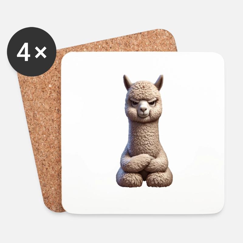 Alpaca grim 1 - Coasters (set of 4) - white