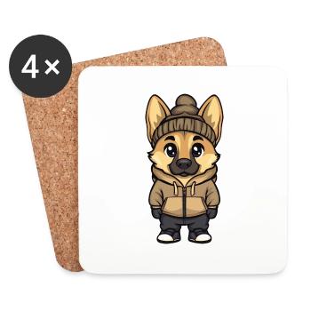 German Shepherd Dog Stylish - Coasters (set of 4) - white - Front