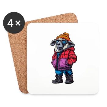 Schaf Fashion Winter - Untersetzer (4er-Set) - Weiß - Vorne